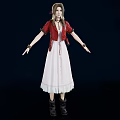 Woman In Red Jacket And White Dress With Black Boots And Accessories