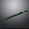 Ancient Bronze Sword With Green Patina And Decorative Patterns On Blade 3d model
