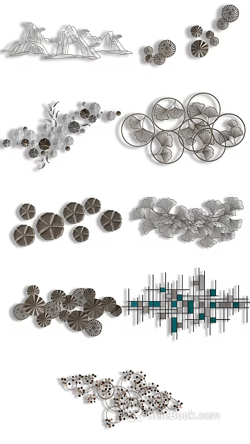 Stylish Modern Metal Wall Decor With Geometric And Floral Pattern Designs 3d model 