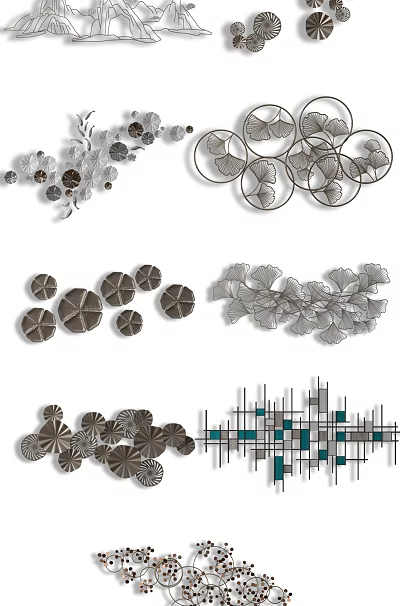 Stylish Modern Metal Wall Decor With Geometric And Floral Pattern Designs 3d model