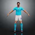 Man In Light Blue Manchester City Jersey Number 2 White Shorts Blue Socks Arms Outstretched