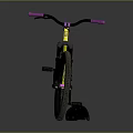Bright Yellow Bicycle with Pink Handlebars and Maxxis Tires on Gray Surface