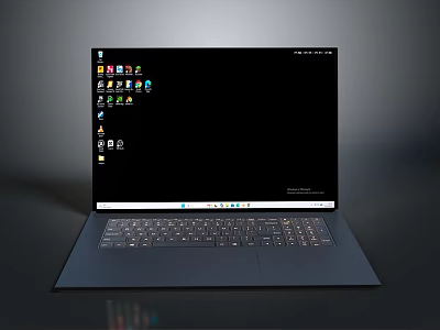 Modern Electronic Laptop With Screen Displaying Multiple Apps And Keyboard 3d model