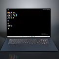 Modern Electronic Laptop With Screen Displaying Multiple Apps And Keyboard