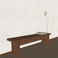 Minimalist Wooden Bench With Books And Floor Lamp In Light Interior