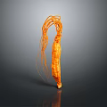 Fresh Orange Ginseng Like Food With Long Tendrils And Natural Shape On Dark Reflective Background