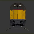 Detailed Yellow And Black Model Train Locomotive On Track With Reflective Background