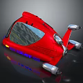 Red Futuristic Shark Inspired Vehicle With Transparent Cockpit And Silver Components