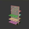 Perforated Retail Display Shelf With Multiple Storage Layers And Yellow Edge Labels