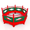 Ornate Traditional Octagonal Building Structure With Red And Green Fence Details