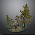 Detailed Fantasy Forest Scene Diorama With Fairy Trees Flowers And Stones