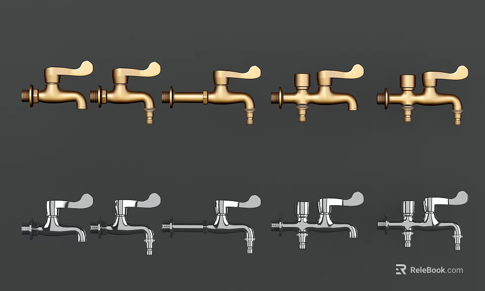 Various Designed Brass and Chrome Faucets for Modern Home Use 3d model 
