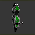 Modern Sports Motorcycle With Silver And Green Body Streamlined Design Black Seat And Alloy Wheels