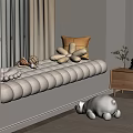 Cream wind bay window mat 3d model