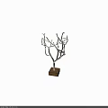 Sturdy Locker With Silver Branch Decor And Brown Square Base On White Background