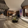 Modern Elegant Clothing Store Interior Featuring Display Area Sofa Bookshelf Chandeliers And Wooden Floors