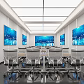 School Modern Conference Room With Digital Screens And Chairs