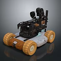 Mobile Robotic Device With Mechanical Structure Black White Body And Yellow Wheels Design 3d model