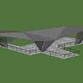Modern Pergola with Geometric Roof Design Metal Frame and Stone Slab Floor