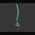 Green Decorative Sword with Intricate Metal Hilt and Curved Blade Design