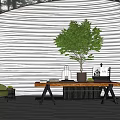 Modern CCD Hotel End View Table Ornaments Floriculture Combination Green Plant Table Lamp Table Moss Tree 3d model