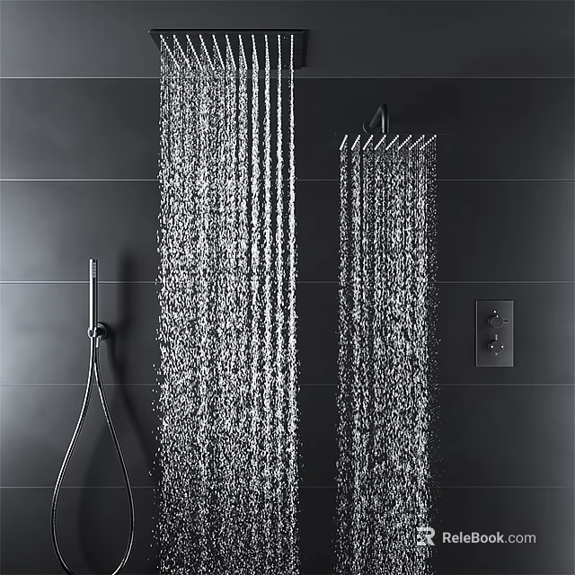 Modern Rainfall Shower Head With Powerful Water Streams In Sleek Bathroom Design 3d model 