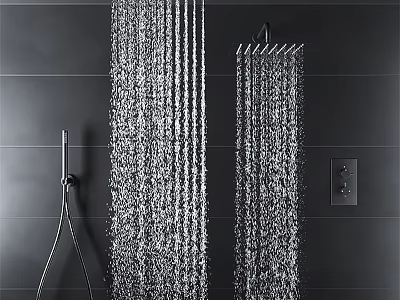 Modern Rainfall Shower Head With Powerful Water Streams In Sleek Bathroom Design 3d model