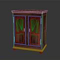 Traditional Solid Wood Cabinet With Carved Double Doors And Decorative Feet