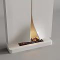 Modern White Fireplace Design With Burning Flames And Decorative Interior Elements 3d model
