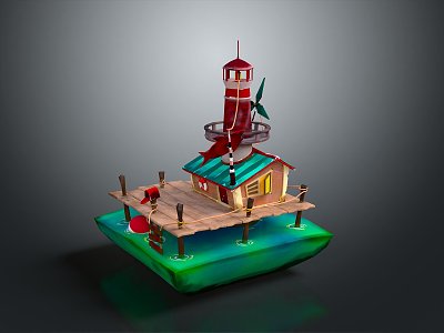 Water House Fishing House Fisherman Cartoon Wooden House Cartoon Wooden House Cartoon Wooden House 3d model