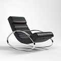 Modern Black Leather Leisure Chair with Silver Metal Curved Frame and Comfortable Design