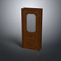 Wooden Swing Door With Glass Panel And Carved Design For Home Interior