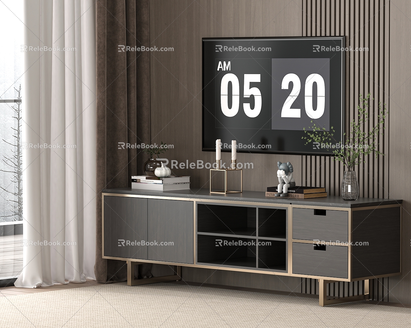 TV Cabinet Storage Cabinet Decorative Cabinet Ornaments 3d model