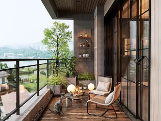 Modern Balcony Home Balcony 3d model