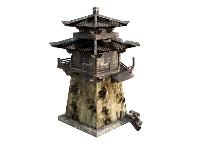 ruins pagoda ancient building 3d model