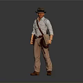 Man In Brown Hat Long Sleeve Shirt Khaki Pants With Crossbody Bag Standing Pose