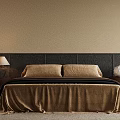 Modern Cozy Double Bed With Soft Velvet Bedding And Wooden Nightstands For Stylish Bedroom Interiors