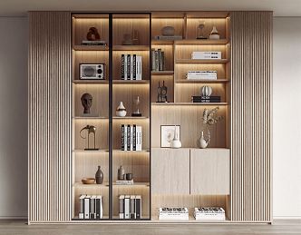 Modern bookcase ornaments combination 3d model