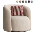 Beige Single Sofa With Textured Fabric And Red White Striped Pillow For Living Room
