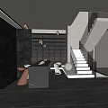 Elegant Modern Wine Cellar Interior With Illuminated Racks Bottles And Staircase