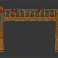 Decorative Wooden Archway With Red Bows And Green Garland Decorations
