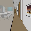 Modern Conference Room Interior With Long Table Chairs Wall Art And Screen