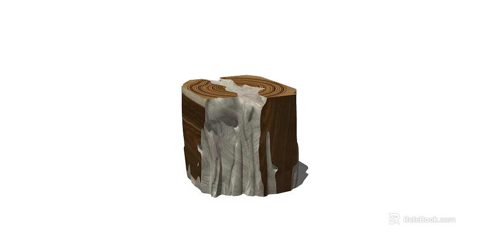 Rustic Tree Stump Stool With Natural Wooden Texture And Organic Design 3d model 