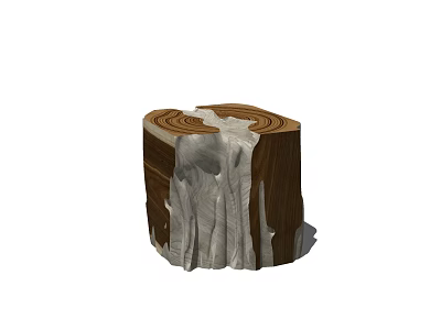 Rustic Tree Stump Stool With Natural Wooden Texture And Organic Design 3d model