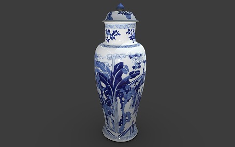 Chinese-style ceramic ware blue and white porcelain blue and white porcelain vase 3d model