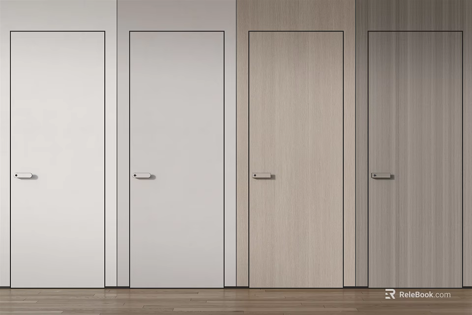 Modern Interior Hinged Doors With Various Colors And Wood Finishes 3d model 