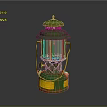 Vintage Green Lantern Furniture With Metal Frame Glass Shade And Yellow Label