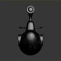 Vintage Submarine Model With Periscope Round Portholes Textured Surface And Rear Propeller