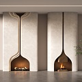 Modern Fireplace Background Wall Decorative Fireplace 3d model