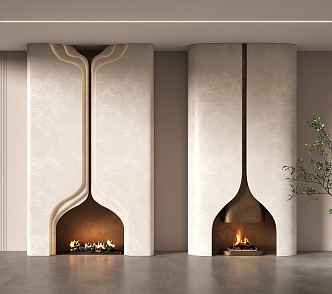 Modern Fireplace Background Wall Decorative Fireplace 3d model